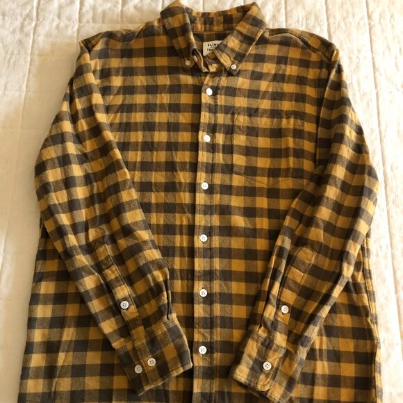 Plaid Button Down Shirt - Yellow and Brown - Picture 2 of 6